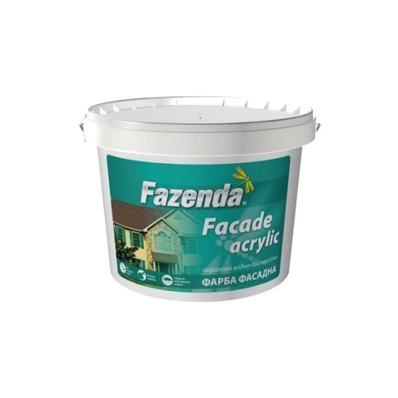 Фарба FAZENDA Facade acrylic фасадна, акрилова, водоемульсійна, 14кг (10л)